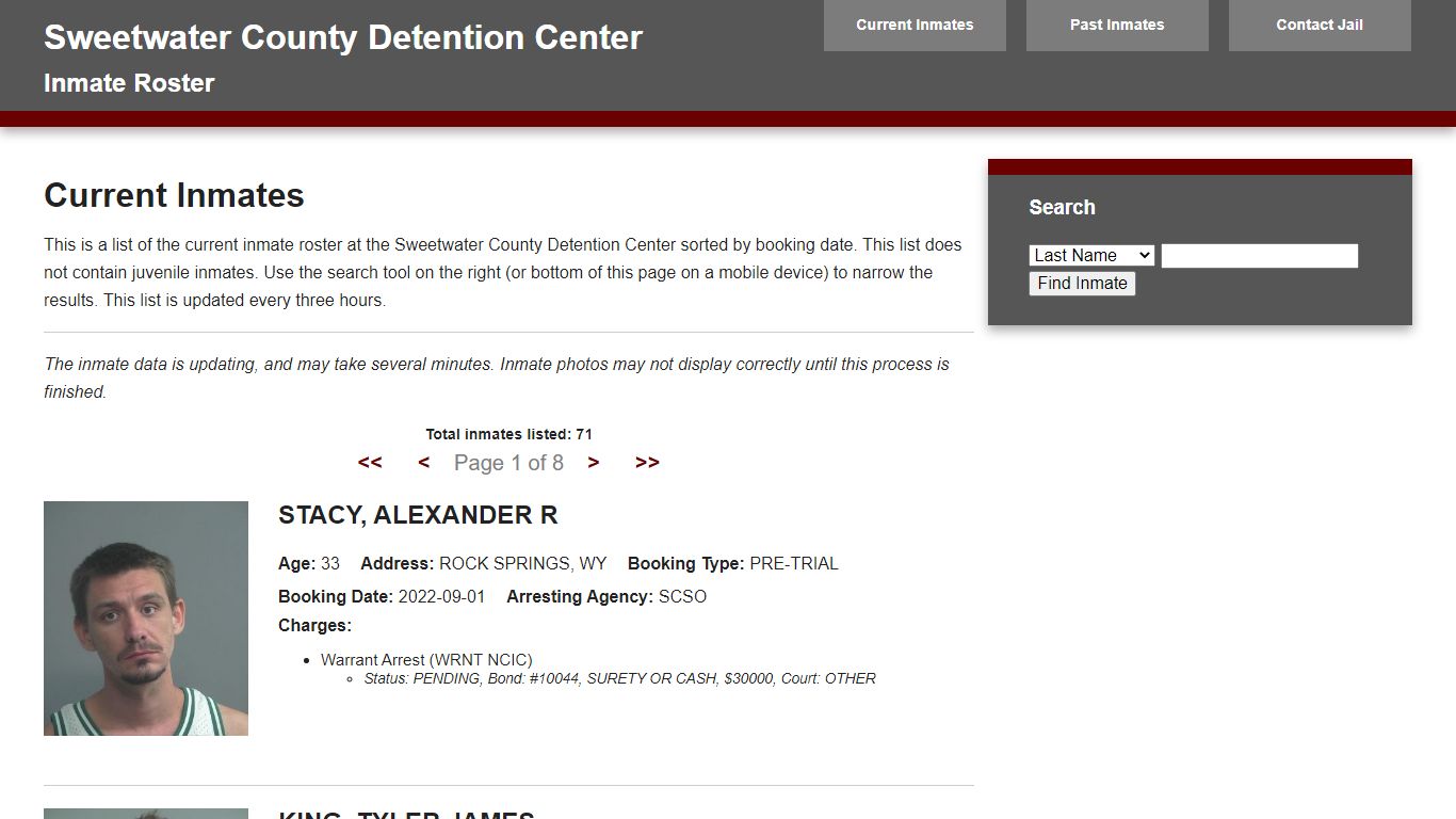 Jail Roster - sweetwater911.org